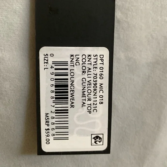 NWT Gianni Bini Knit Alli Velour Tank Top - size L - color gunmetal - Picture 3 of 3